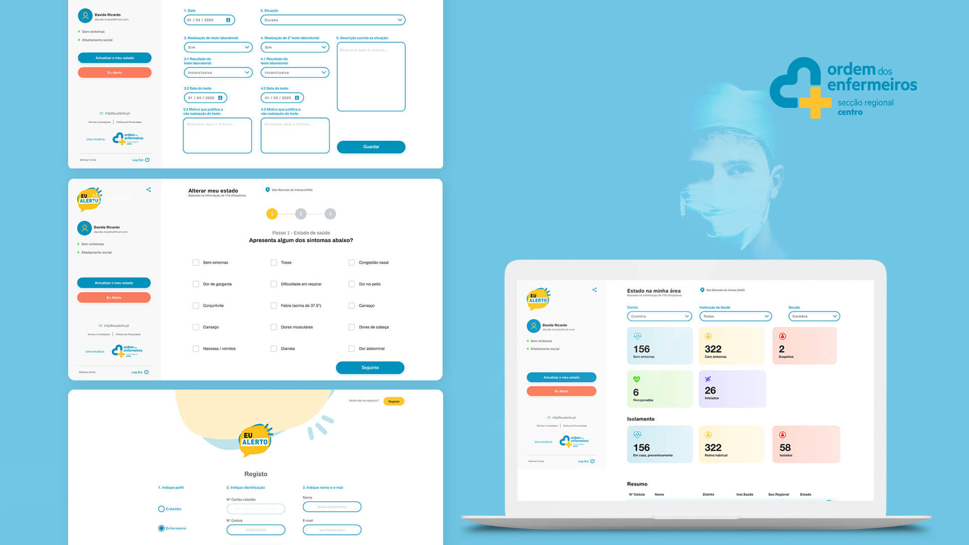 load web mockup of eu alerto app for ordem dos enfermeiros