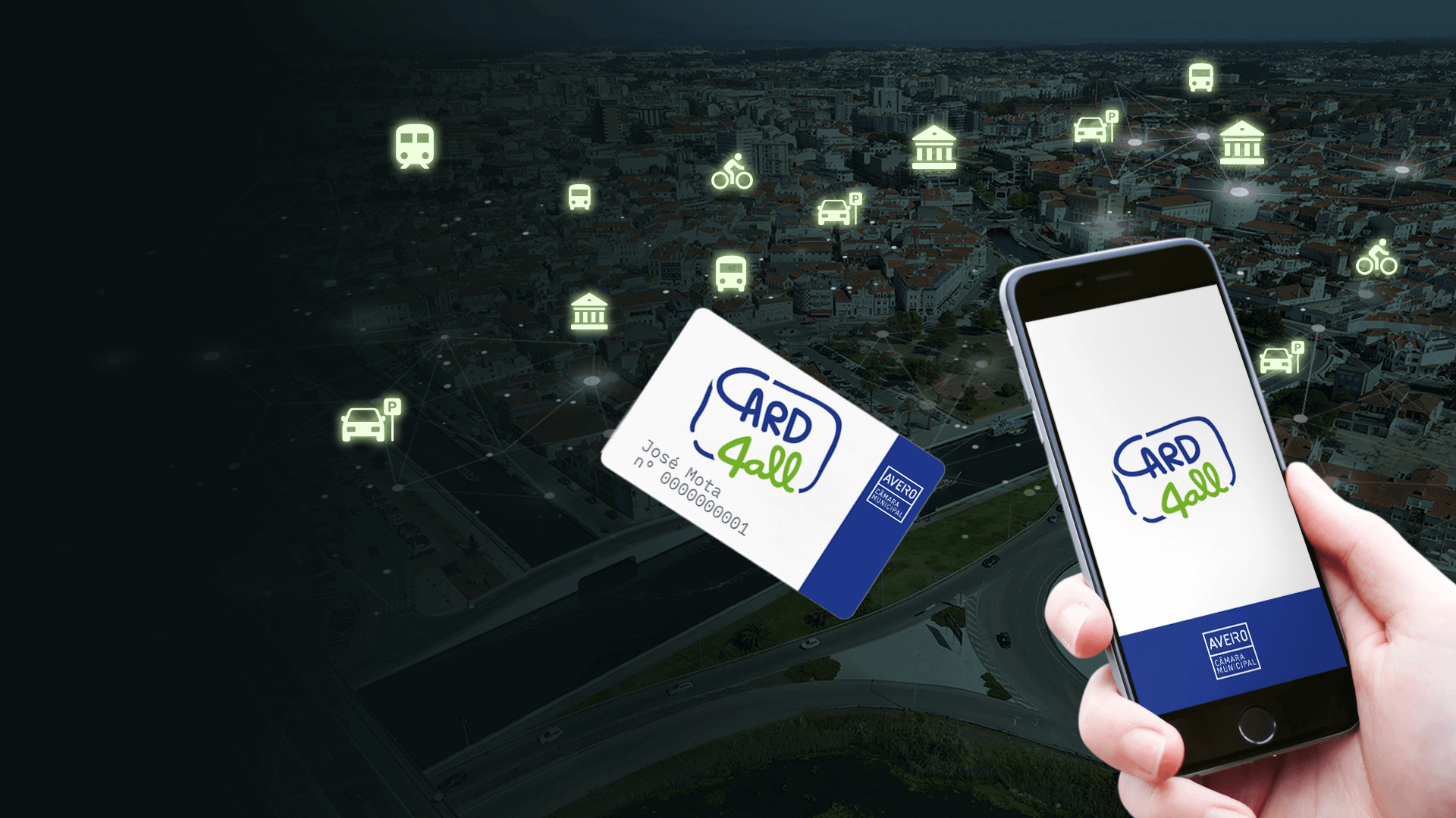 Projeto para a Câmara Municipal de Aveiro Card4All mobile mockup